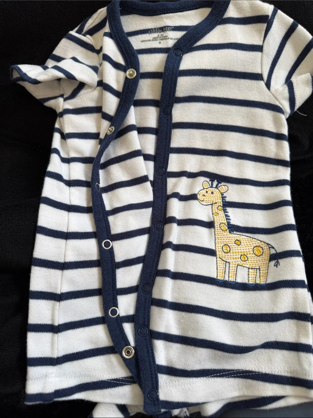 Navy & White Striped Giraffe Kids One-Piece